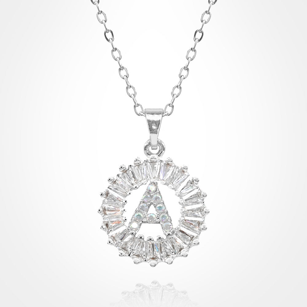 Initial Monogram Pendant Necklace A
