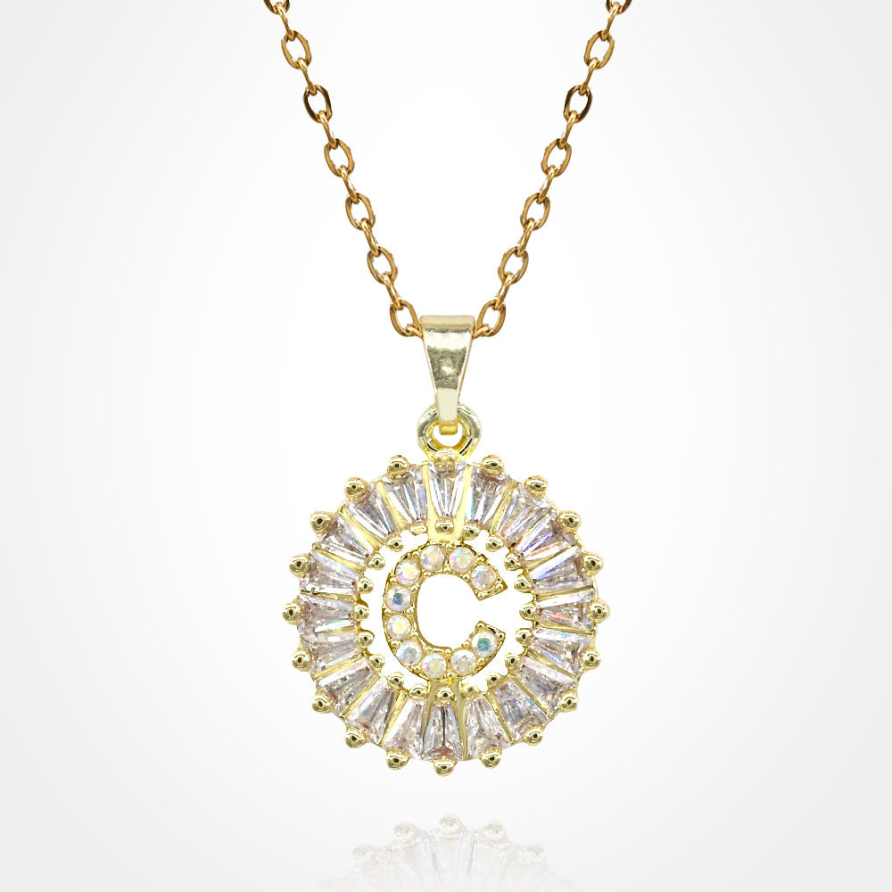 Initial Monogram Pendant Necklace C