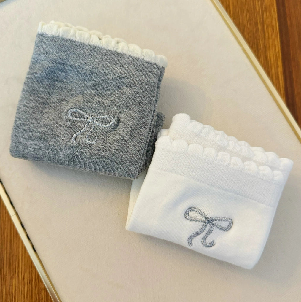 Embroidered Bow Socks Set of 2