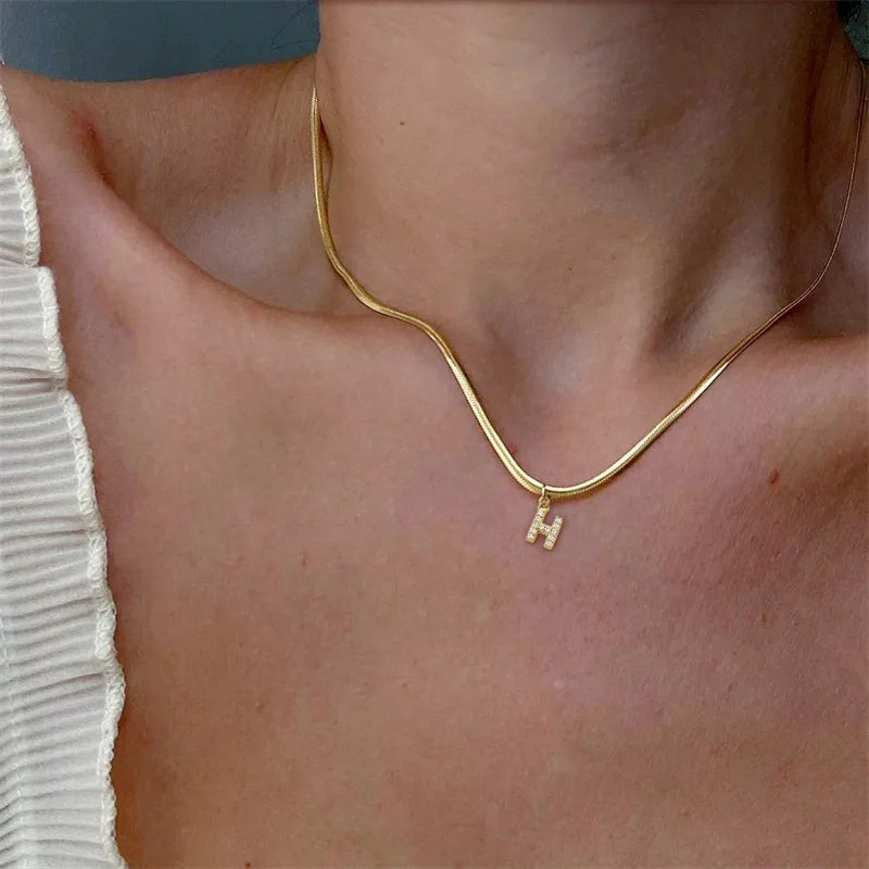 Initial Herringbone Necklace