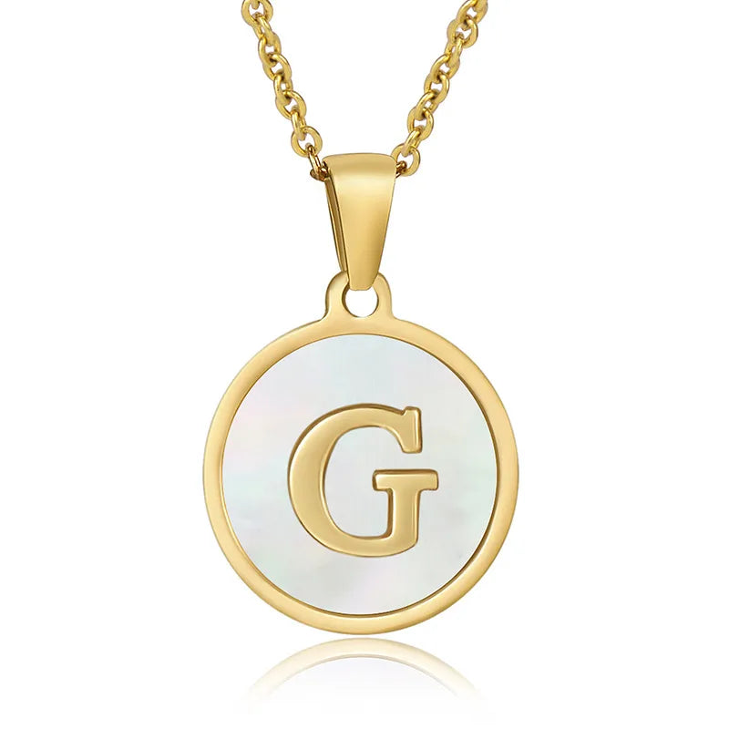 Initial Round Shell Necklace