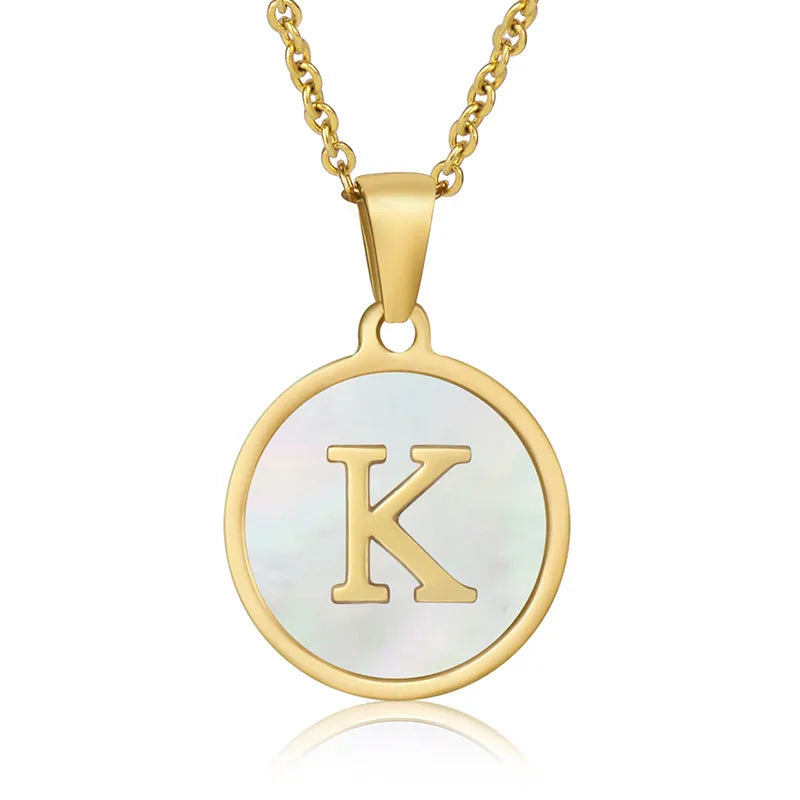 Initial Round Shell Necklace