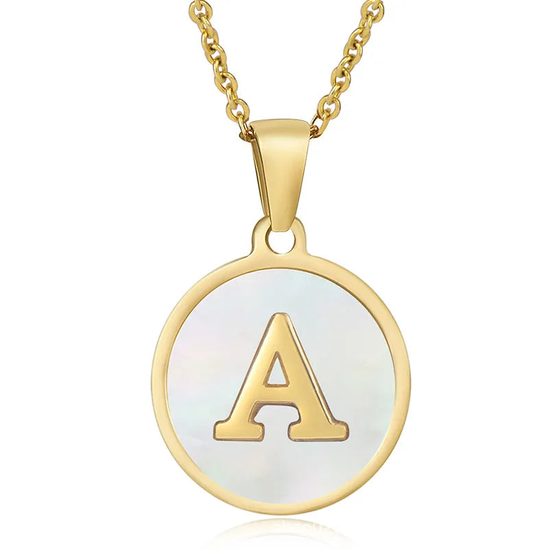 Initial Round Shell Necklace