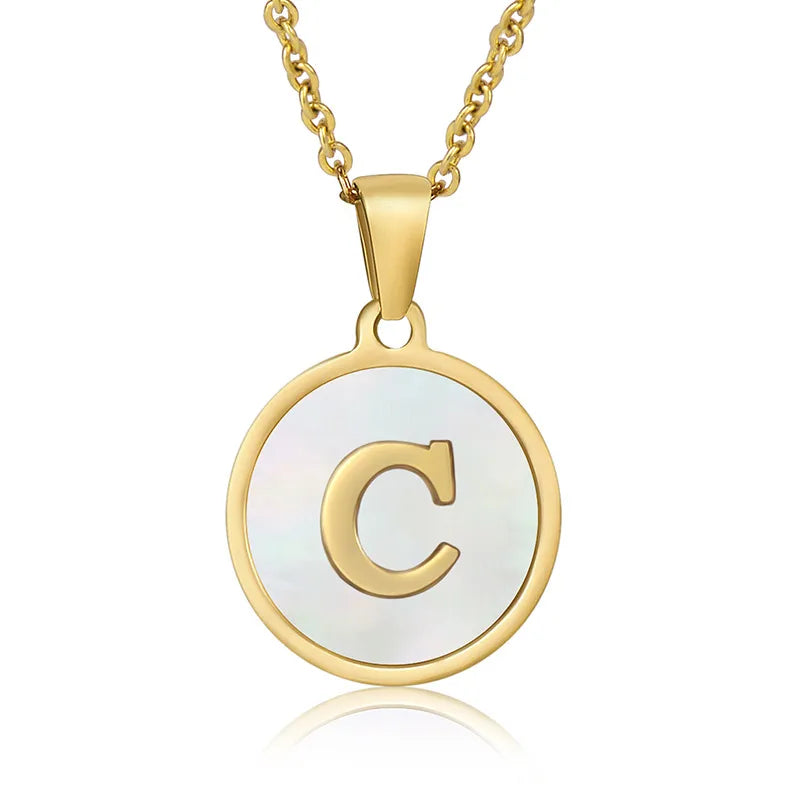 Initial Round Shell Necklace
