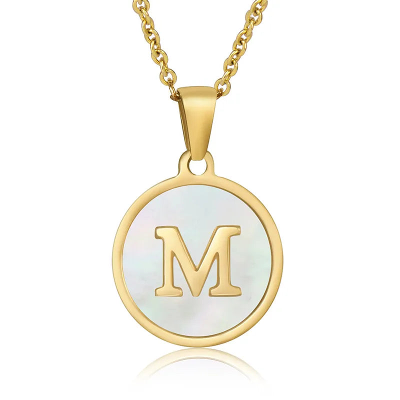 Initial Round Shell Necklace