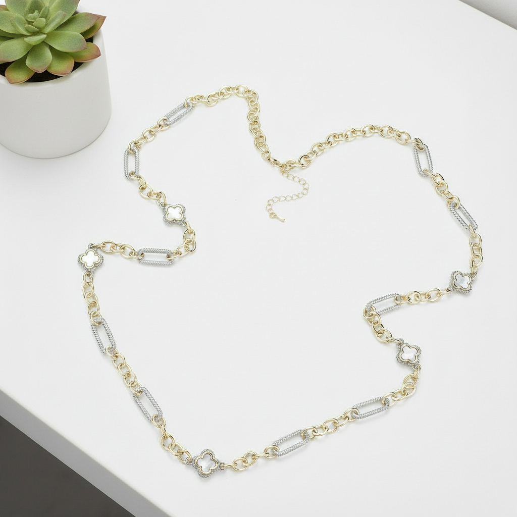 Kenzie Two Tone Quatrefoil Necklace