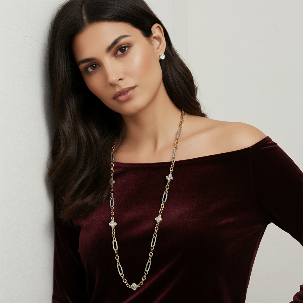 Kenzie Two Tone Quatrefoil Necklace