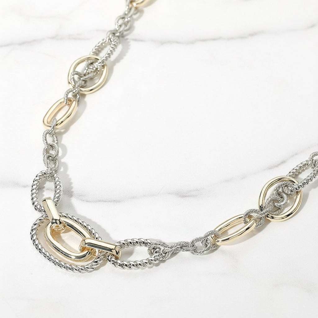 Two Tone Oval Link Necklace