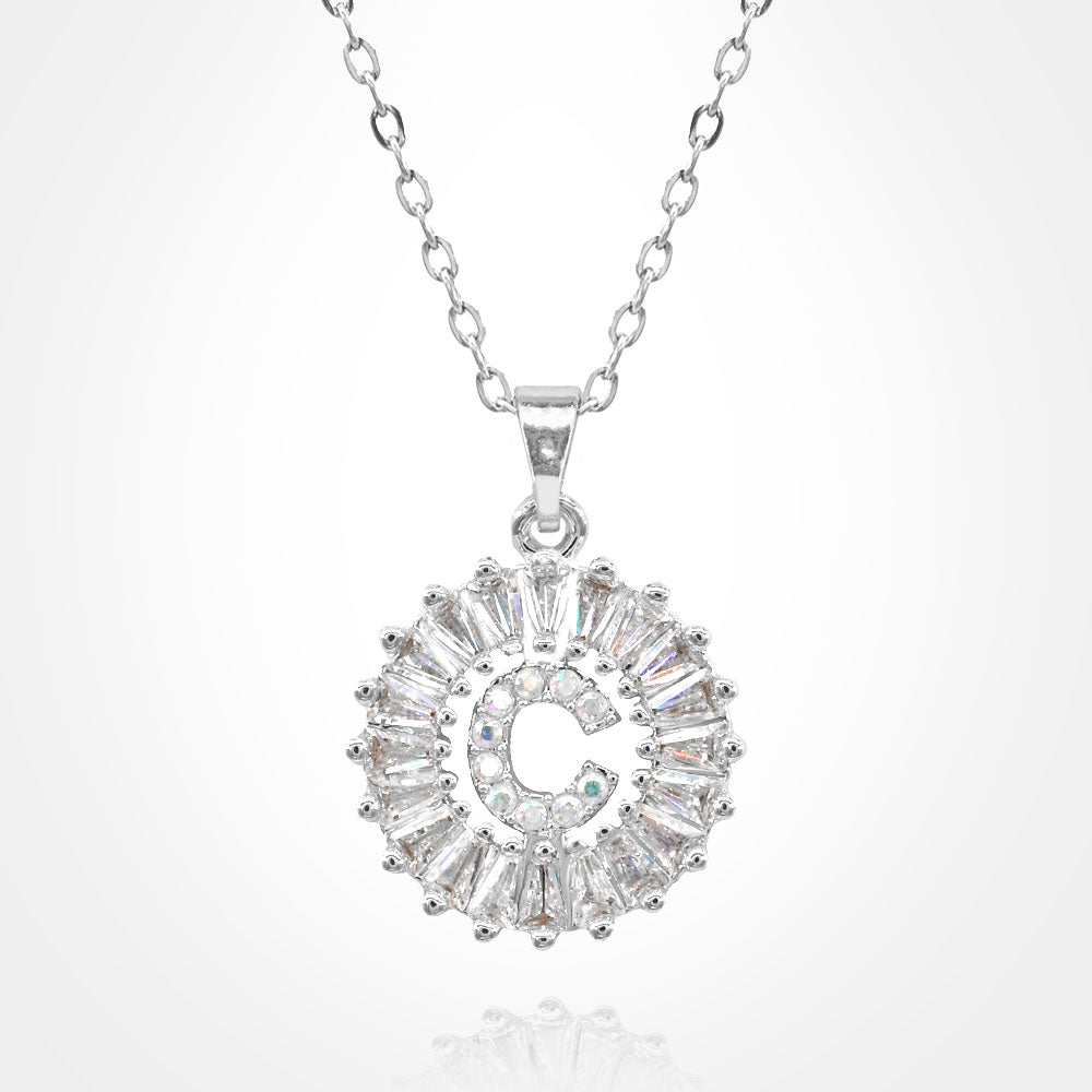 Initial Monogram Pendant Necklace C