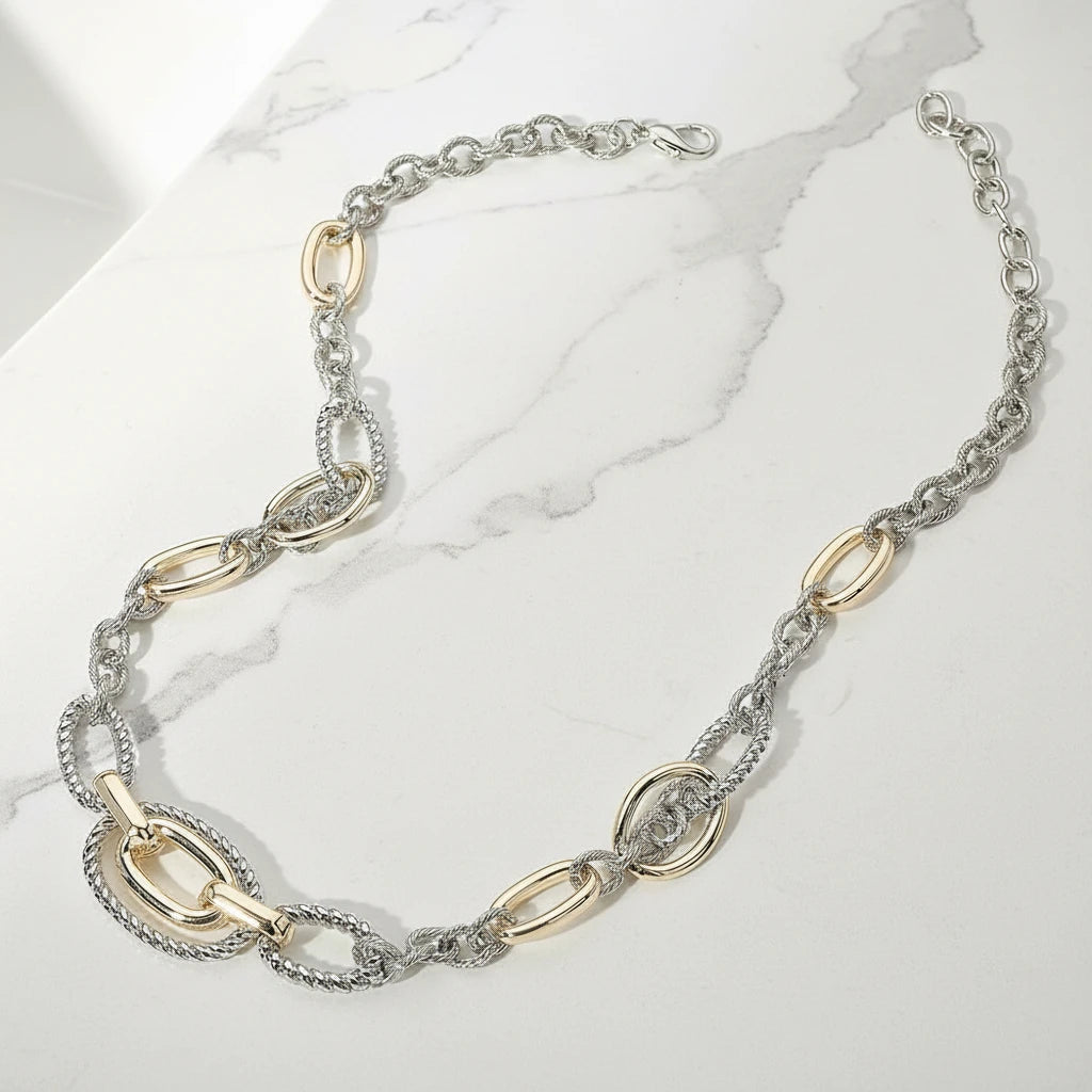 Two Tone Oval Link Necklace