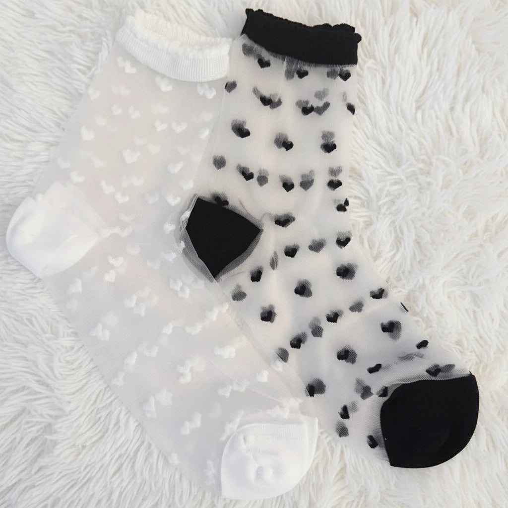 Heart Sheer Socks Set of 2