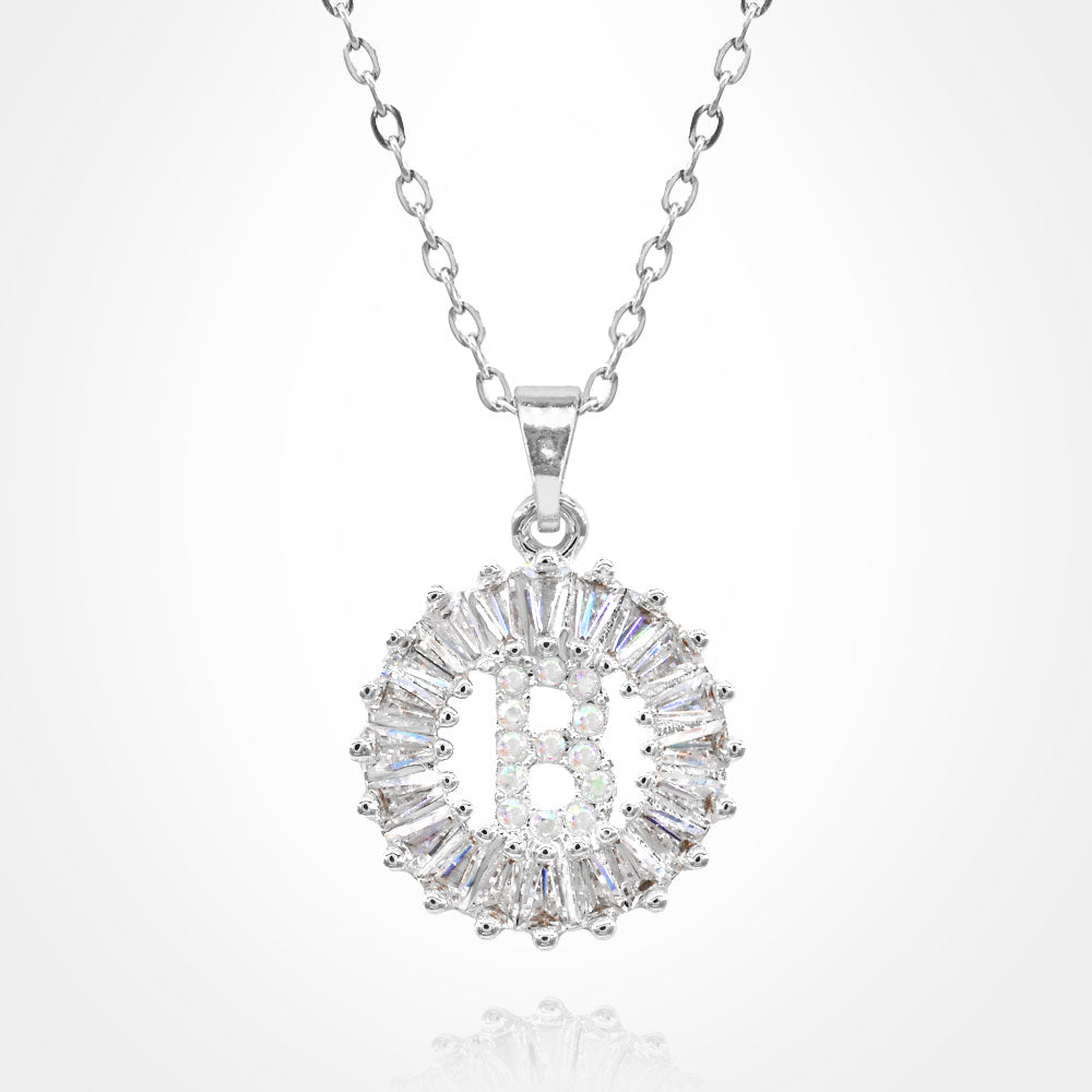 Initial Monogram Pendant Necklace B