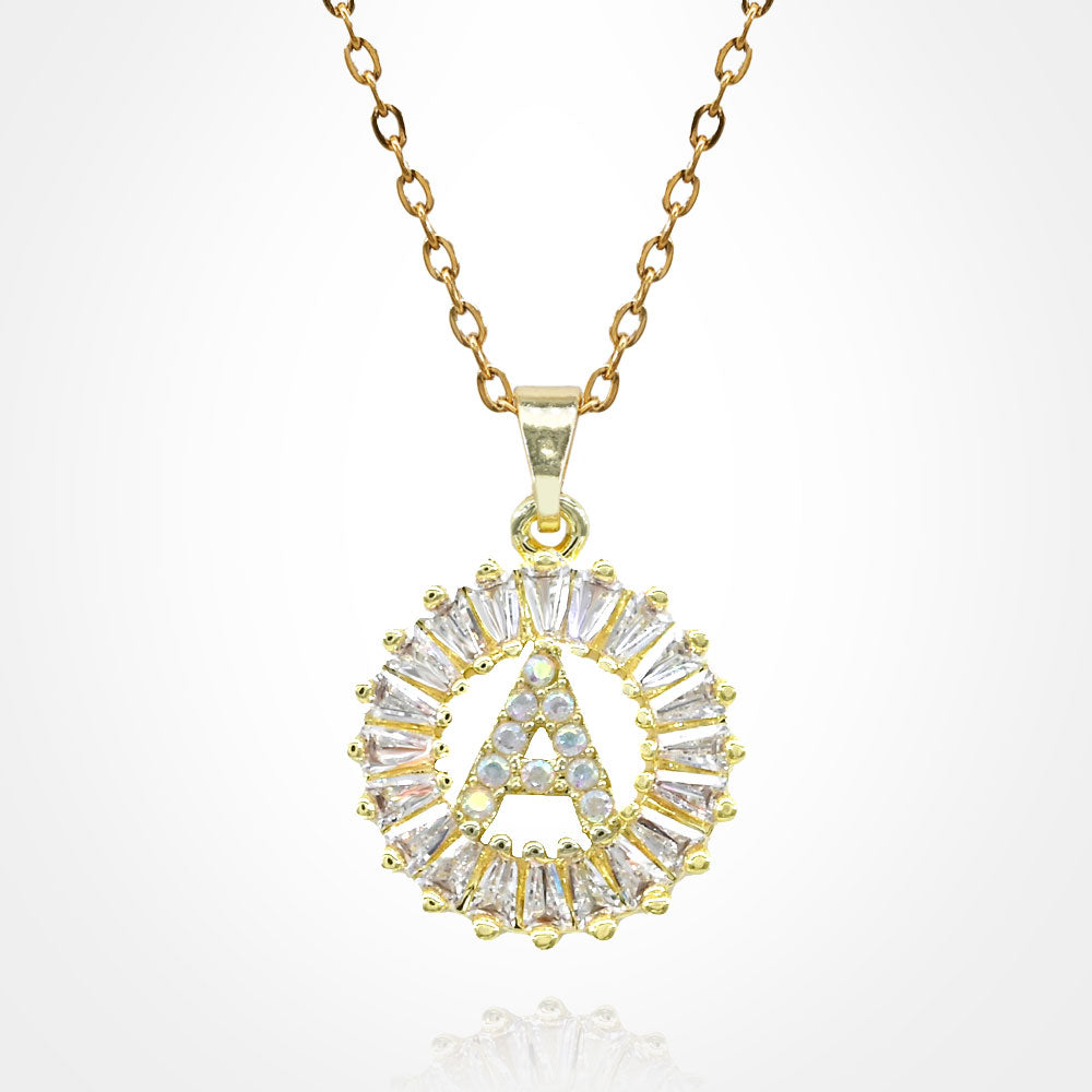 Initial Monogram Pendant Necklace A