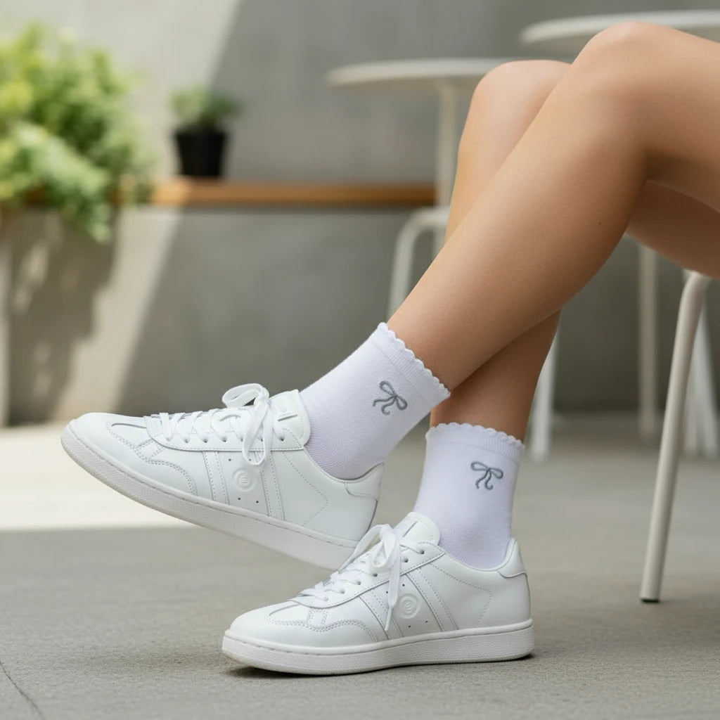 Embroidered Bow Socks Set of 2