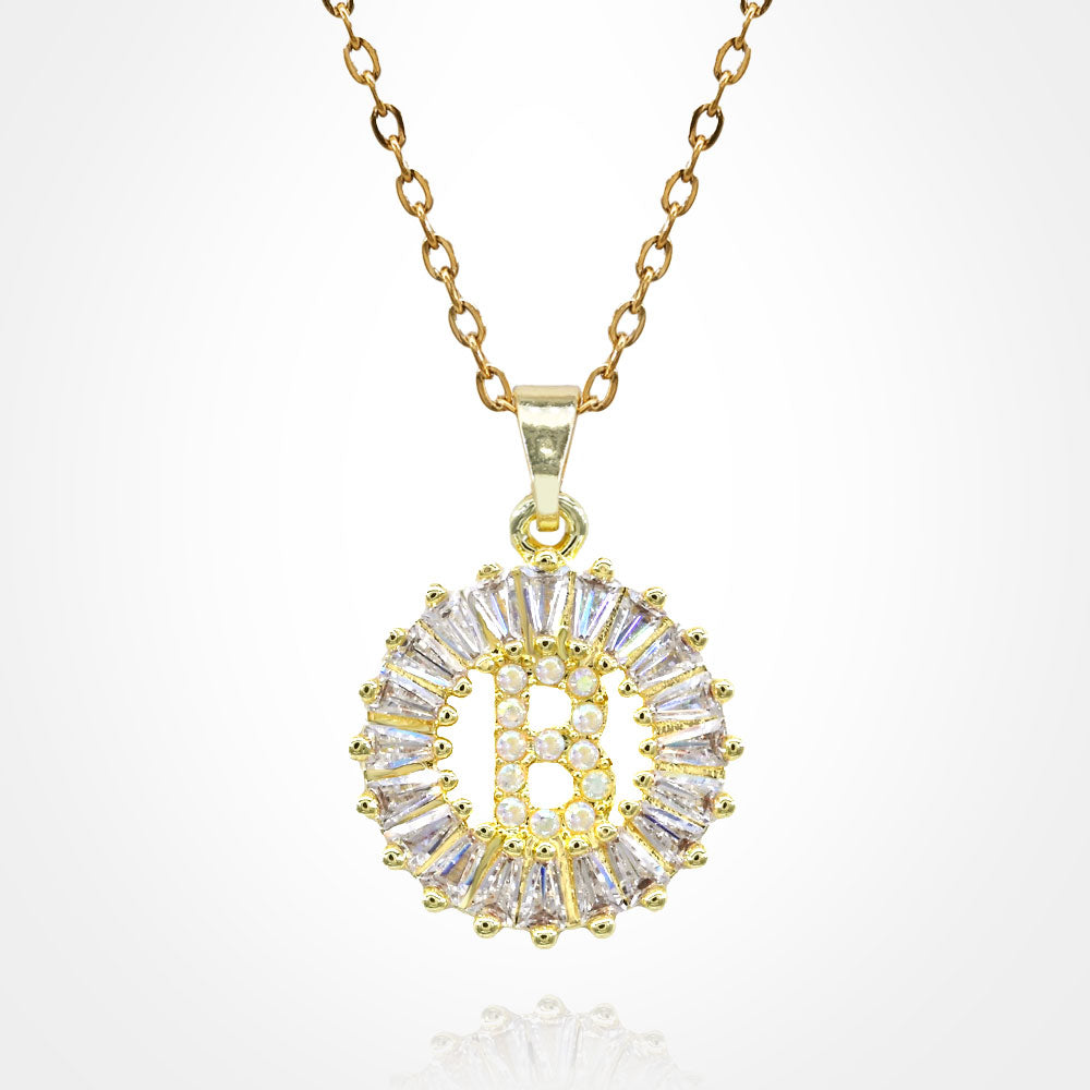 Initial Monogram Pendant Necklace B